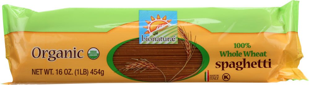 BIONATURAE:  Organic Whole Wheat Pasta Spaghetti, 16 Oz - Vending Business Solutions