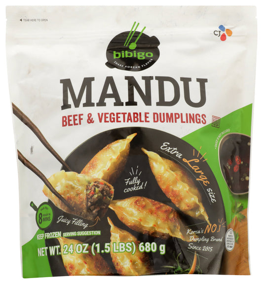 BIBIGO: Beef and Vegetable Dumplings Mandu, 24 oz - Vending Business Solutions