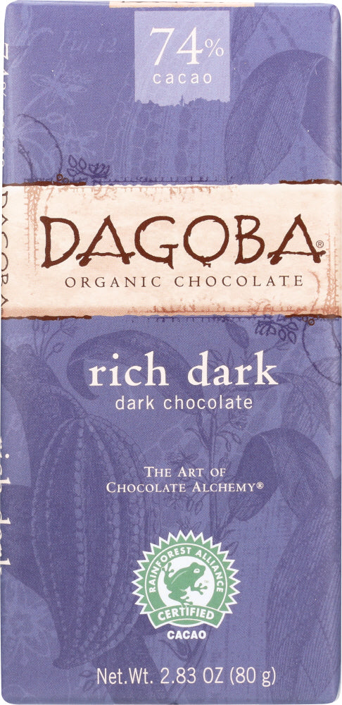 DAGOBA: Organic Chocolate New Moon Rich Dark Chocolate Bar,  2.83 oz - Vending Business Solutions