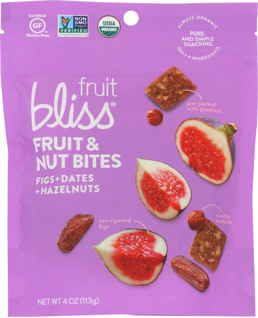 FRUIT BLISS: Fruit & Nut Bites Figs Dates Hazelnuts Snacks, 4 oz - Vending Business Solutions