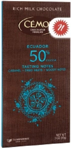 CEMOI: Milk Chocolate Bar Ecuador 50% Cocoa, 3 oz - Vending Business Solutions