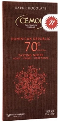 CEMOI: Dark Chocolate Bar Dominican Republic 70% Cocoa, 3 oz - Vending Business Solutions