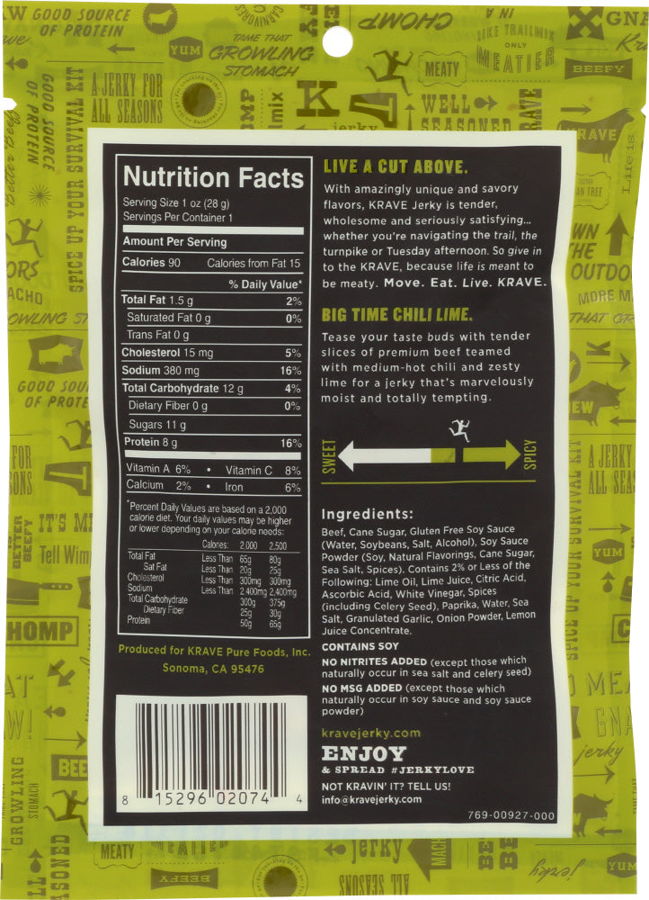 KRAVE: Beef Jerky Chili Lime, 1 oz - Vending Business Solutions