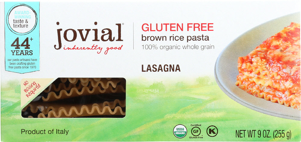 JOVIAL: Organic Gluten Free Brown Rice Pasta Lasagna, 9 oz - Vending Business Solutions