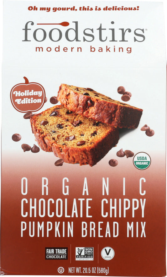 FOODSTIRS: Mix Chocolate Chippy Pumpkin Bread, 20.5 oz - Vending Business Solutions