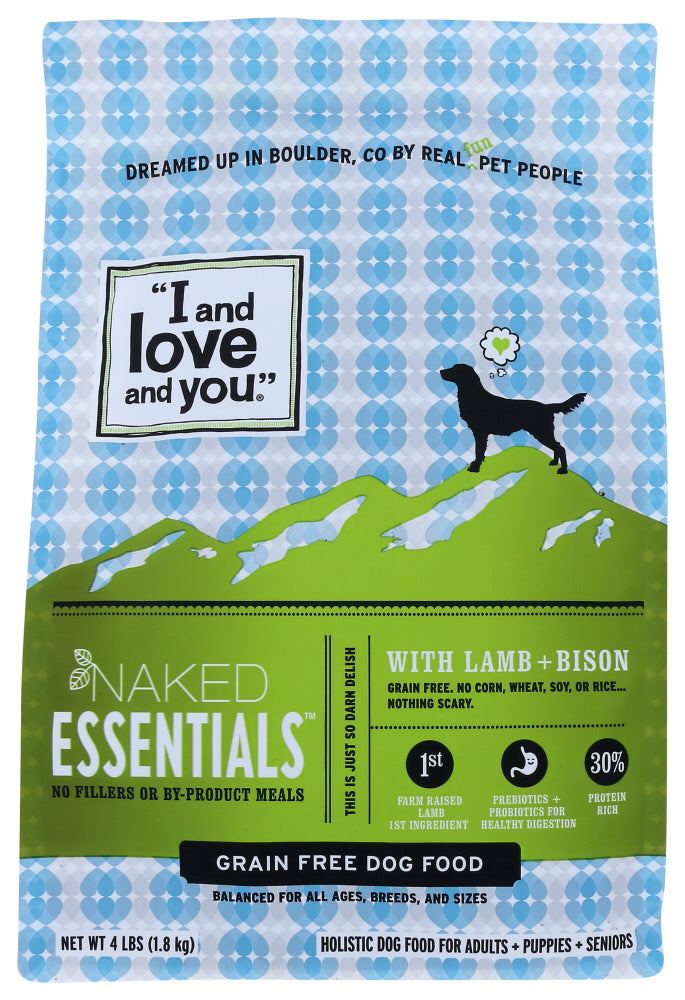 I&LOVE&YOU: Naked Essentials Kibble Lamb & Bison Dog Food, 4 lb - Vending Business Solutions