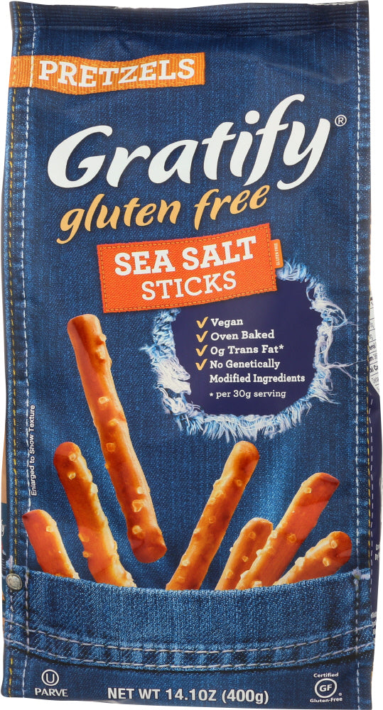GRATIFY: Gluten Free Pretzels Sea Salt Sticks, 14.1 oz - Vending Business Solutions