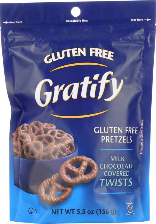 GRATIFY: Pretzels Milk Chocolate Covered Twists Gluten Free, 5.5 oz - Vending Business Solutions