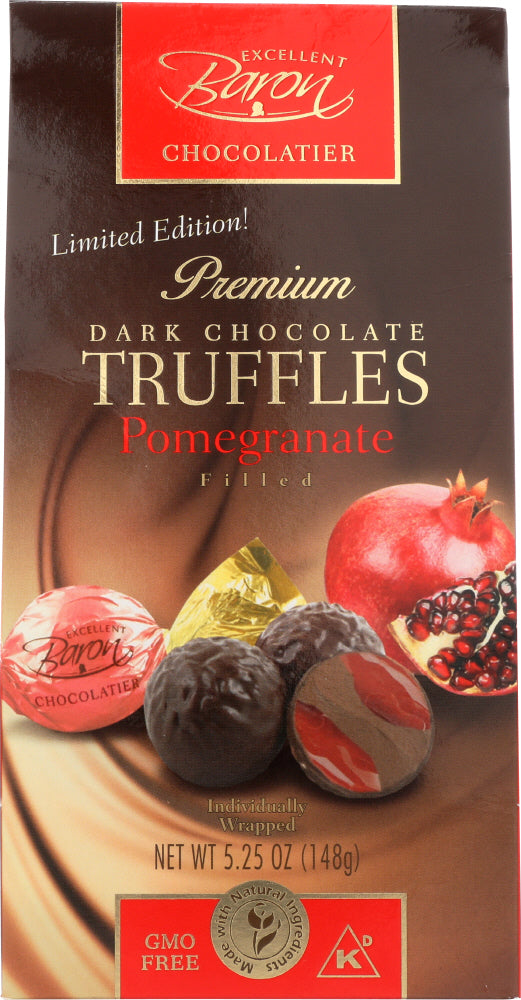 BARON CHOCOLATIER: Dark Chocolate Truffle Pomegranate, 5.25 oz - Vending Business Solutions