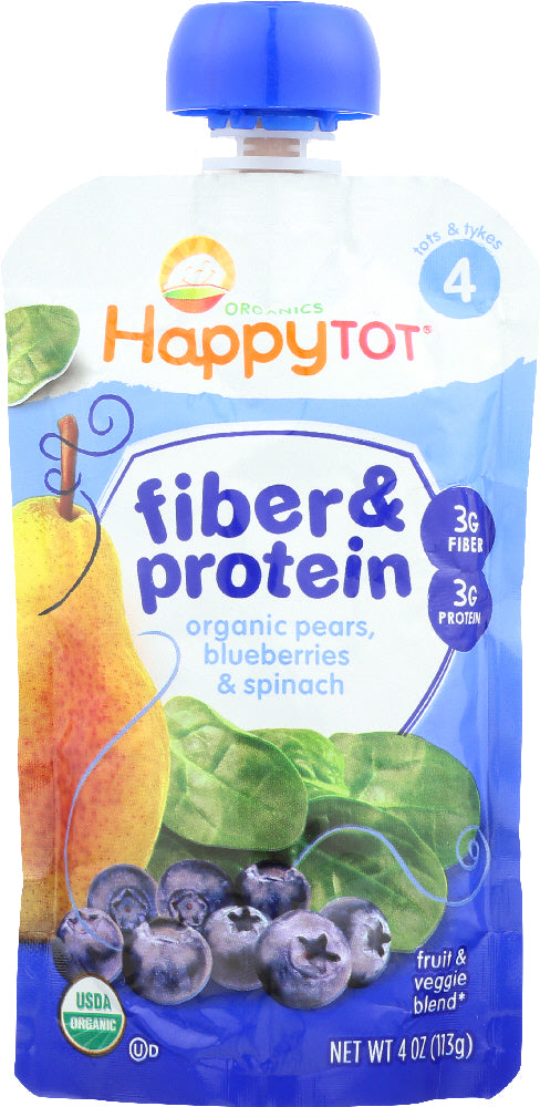 HAPPY TOT: Fiber & Protein Pears, Blueberries & Spinach 4 oz - Vending Business Solutions