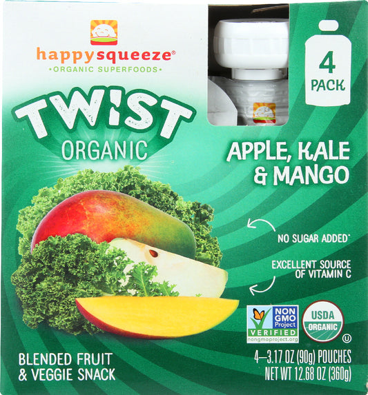HAPPY KID: Twist Organic Apple Kale and Mango 4 Packs, 12.68 oz - Vending Business Solutions