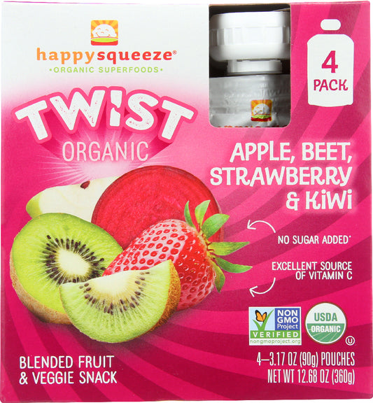 HAPPY KID: Twist Organic Apple Beet Strawberry and Kiwi 4 Packs, 12.68 oz - Vending Business Solutions
