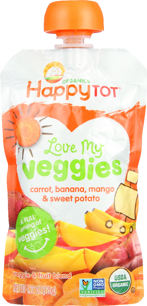 HAPPY TOT: Veggies Carrot Banana Mango Sweet Potato Organic, 4.22 oz - Vending Business Solutions