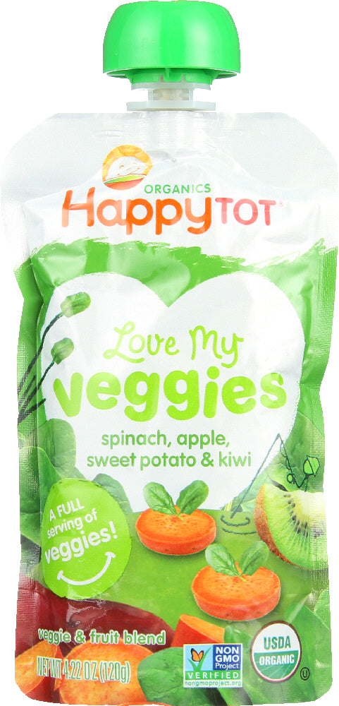 HAPPY TOT: Veggies Spinach Apple Sweet Potato Kiwi Organic, 4.22 oz - Vending Business Solutions