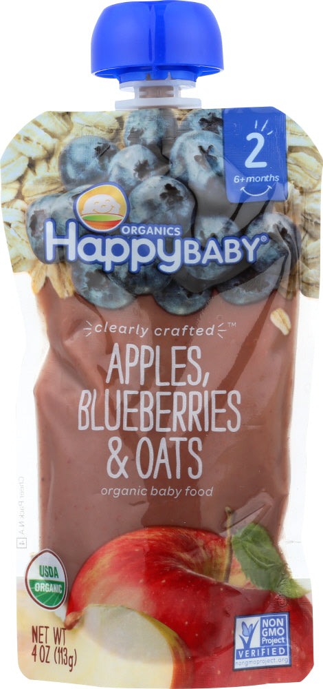 HAPPY BABY: Stage 2 Apple Blueberry and Oats Organic Baby Food, 4 oz - Vending Business Solutions