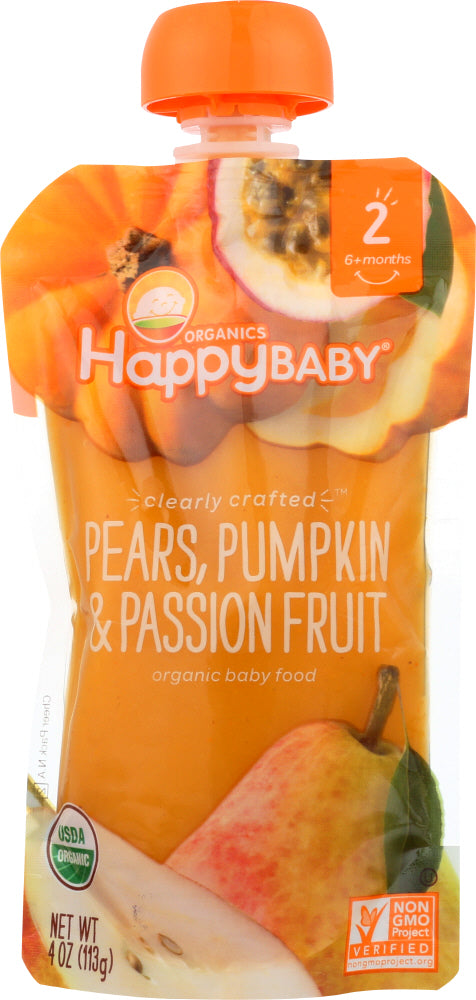 HAPPY BABY: Stage 2 Pear Pumpkin Passion fruit Organic, 4 oz - Vending Business Solutions