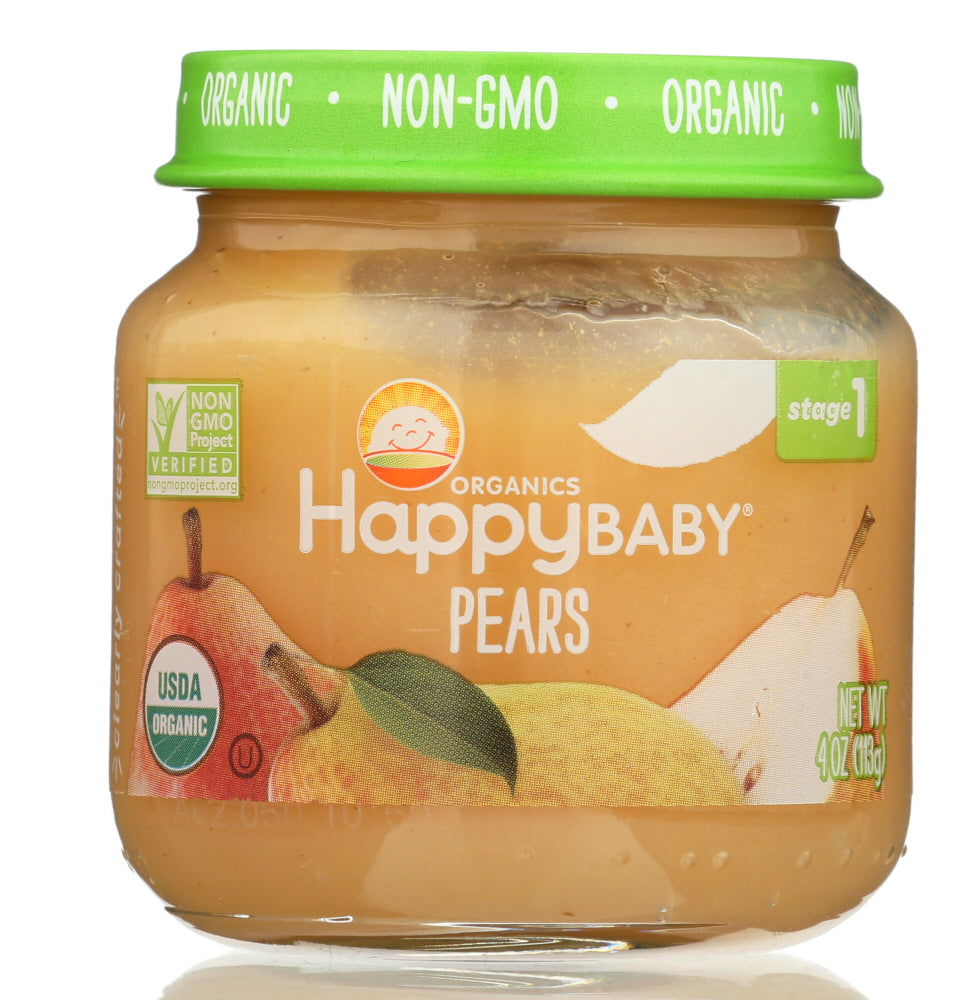 HAPPY BABY: Stage 1 Pears Baby Snack in Jar, 4 oz - Vending Business Solutions