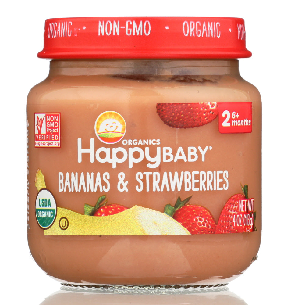 HAPPY BABY: Stage 2 Bananas and Strawberries, 4 oz - Vending Business Solutions