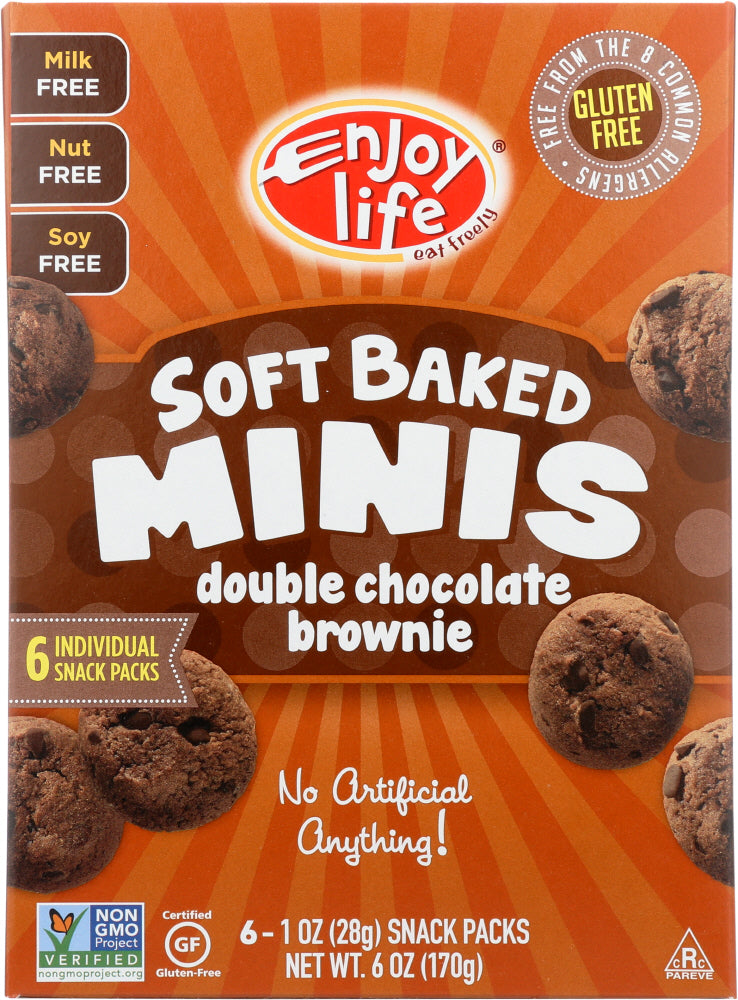 ENJOY LIFE: Soft Baked Minis Double Chocolate Brownie, 6 oz - Vending Business Solutions