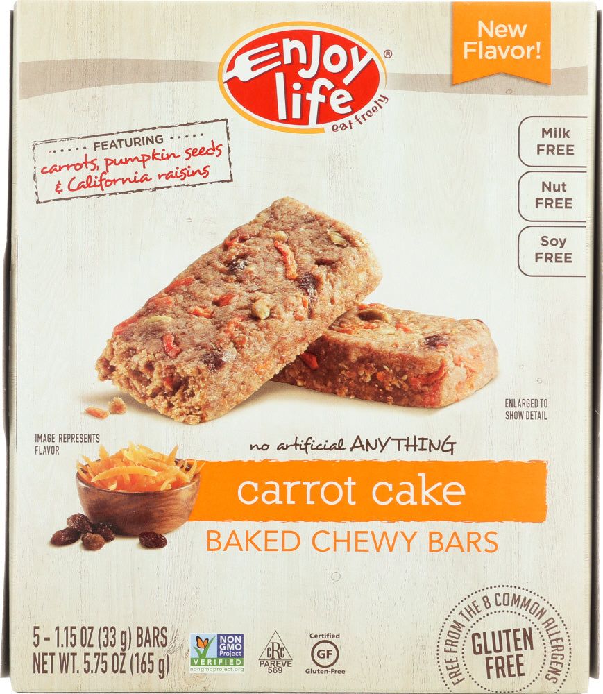 ENJOY LIFE:  Bar Snack Gluten Free Carrot Cake, 5.75 oz - Vending Business Solutions