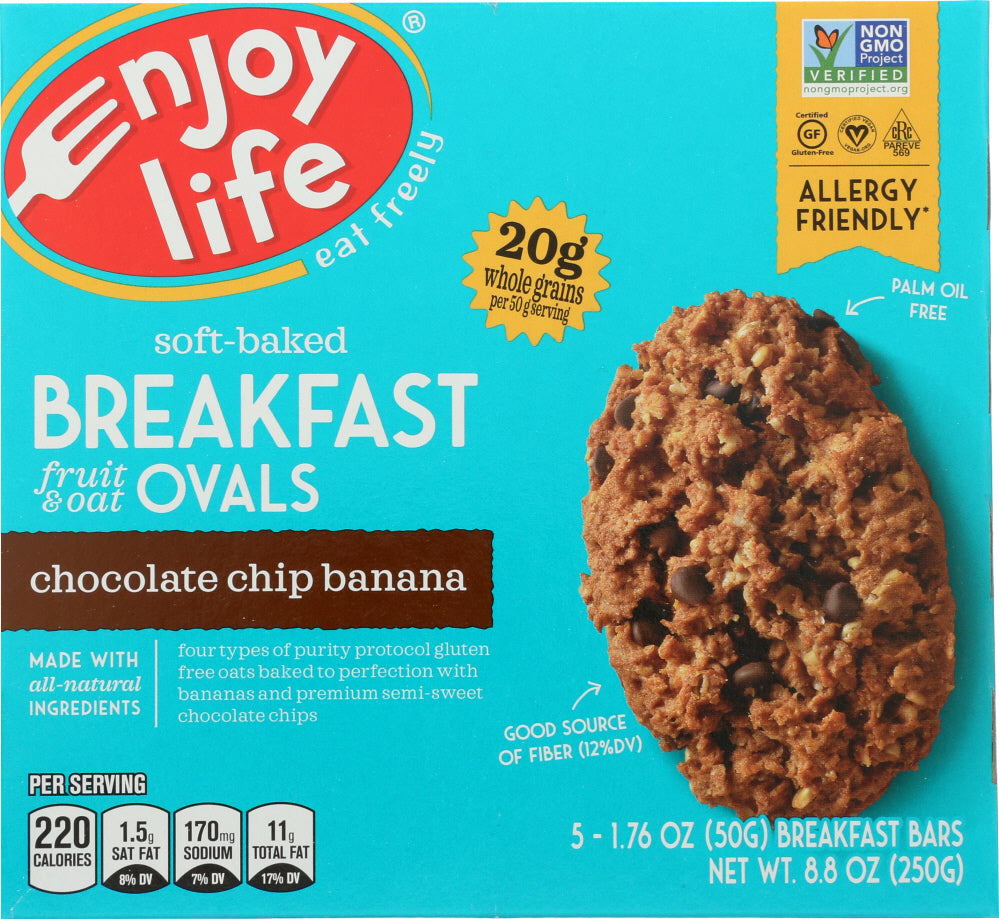 ENJOY LIFE: Chocolate Chip Oval Breakfast Bar, 8.8 oz - Vending Business Solutions