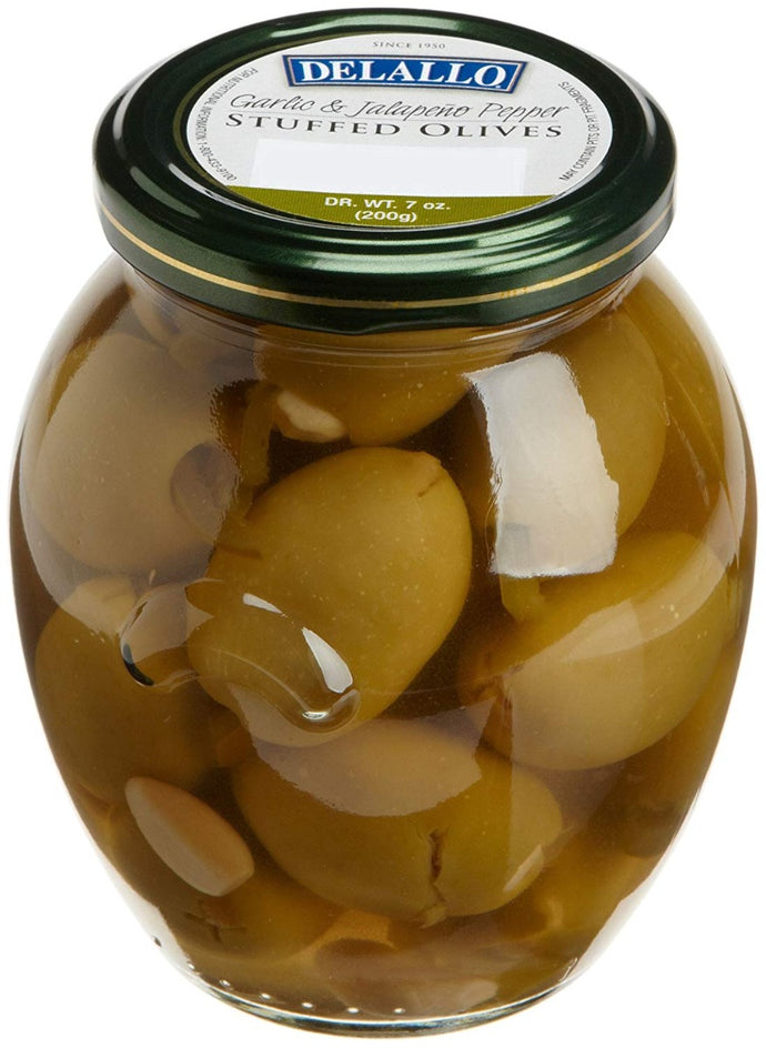 DELALLO: Olive Stuffed Jalapeno Garlic, 7 oz - Vending Business Solutions