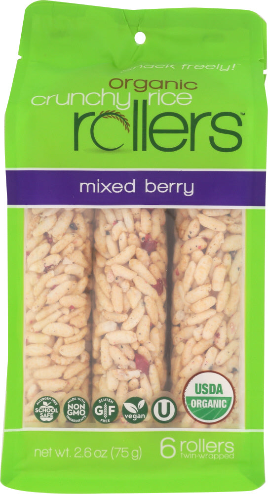 BAMBOO LANE: Organic Crunchy Rice Rollers Pouch Mixed Berry, 2.6 oz - Vending Business Solutions