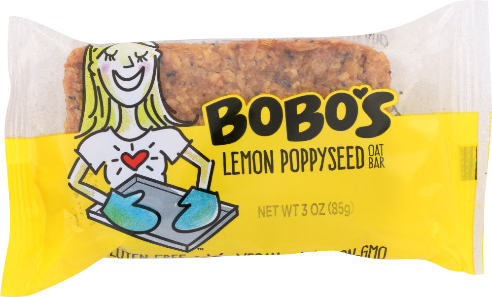 BOBO'S: Gluten Free Lemon Poppyseed Oat Bars, 3 oz - Vending Business Solutions