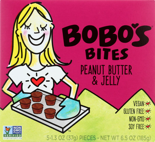BOBOS OAT BARS: Bobo's Bites Peanut Butter and Jelly 5 Bars, 6.5 oz - Vending Business Solutions