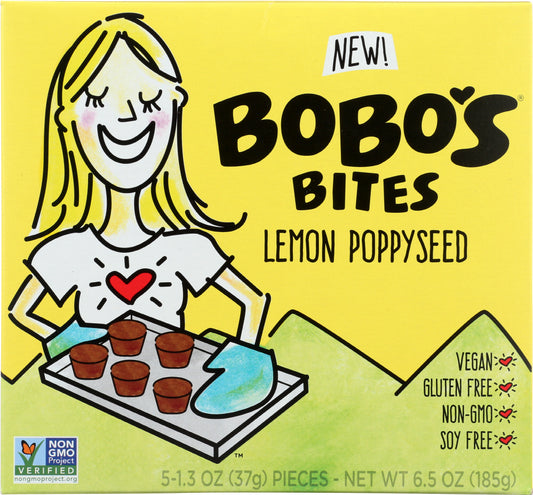 BOBOS OAT BARS: BITES LEMON POPPYSEED (6.500 OZ) - Vending Business Solutions