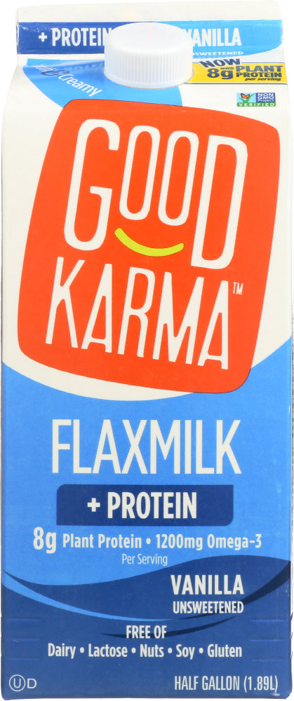 GOOD KARMA: Unsweetened Vanilla Flaxmilk + Protein, 64 fl oz - Vending Business Solutions