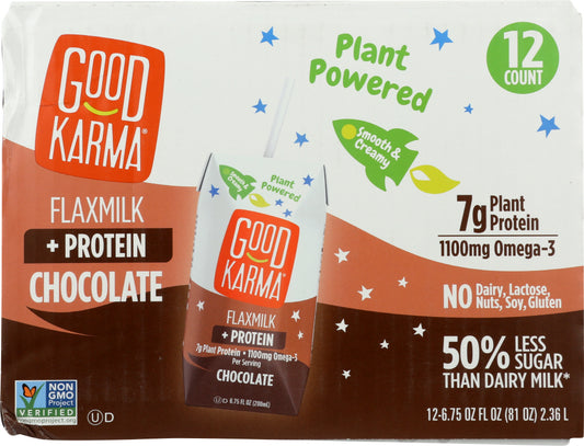 GOOD KARMA: Chocolate Flaxmilk Protein 12 Pack, 81 fo - Vending Business Solutions