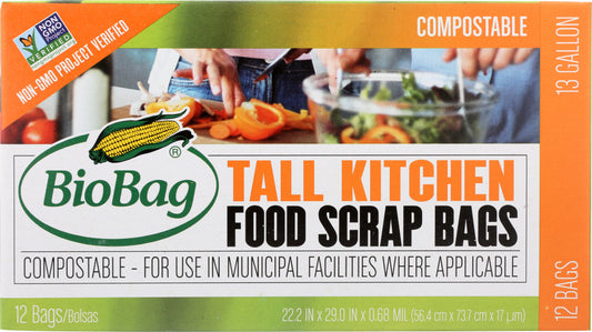 BIOBAG: Tall Kitchen 13 Gallon Food Scrap Bags, 12 pc - Vending Business Solutions