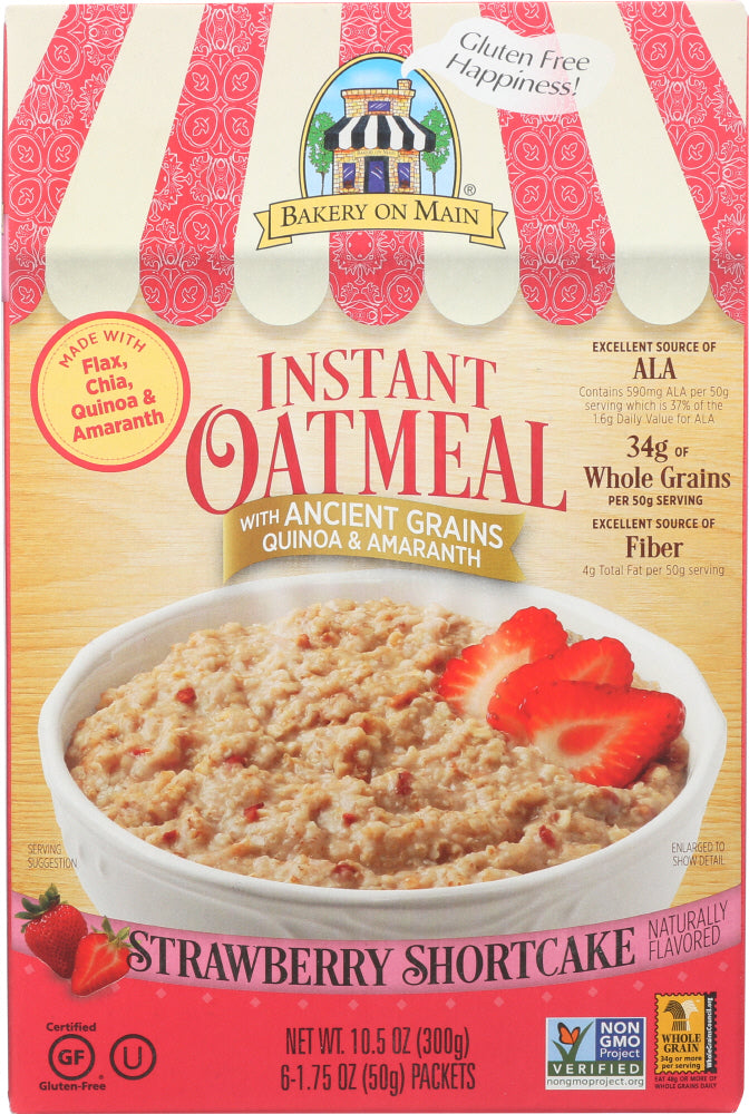 BAKERY ON MAIN: Instant Oatmeal Gluten Free Strawberry Shortcake, 10.56 oz - Vending Business Solutions