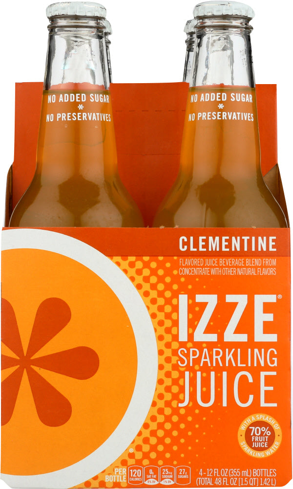 IZZE BEVERAGE: Sparkling Clementine Flavored Juice Beverage 4 count, 48 oz - Vending Business Solutions