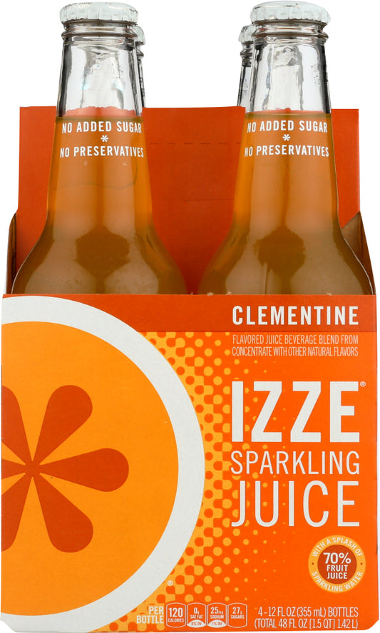 IZZE BEVERAGE: Sparkling Clementine Flavored Juice Beverage 4 count, 48 oz - Vending Business Solutions