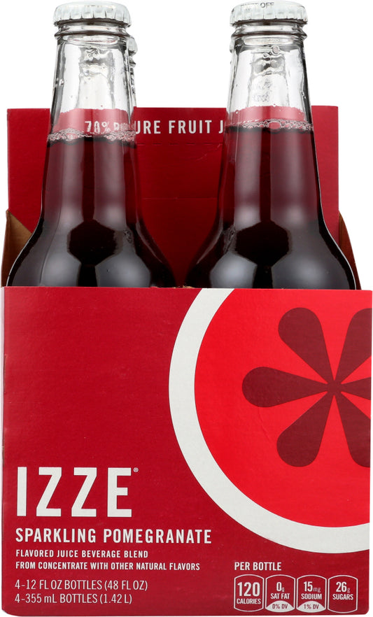 IZZE: Sparkling Pomegranate Flavored Juice Beverage 4 Count, 48 oz - Vending Business Solutions