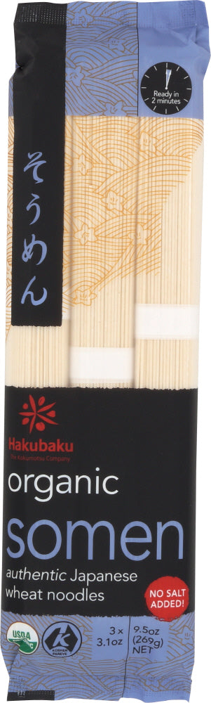 HAKUBAKU: Organic Wheat Noodles Somen, 9.5 oz - Vending Business Solutions
