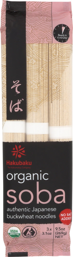 HAKUBAKU: Organic Soba Authentic Japanese Buckwheat Noodles, 9.5 oz - Vending Business Solutions