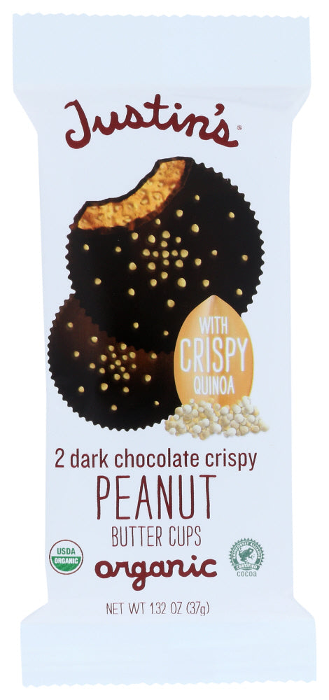 JUSTIN'S: Dark Chocolate Crispy Peanut Butter Cups, 1.38  oz - Vending Business Solutions