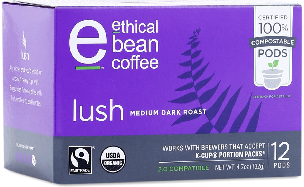 ETHICAL BEAN: Coffee Medium Dark Roast Lush Pods, 12 ea - Vending Business Solutions