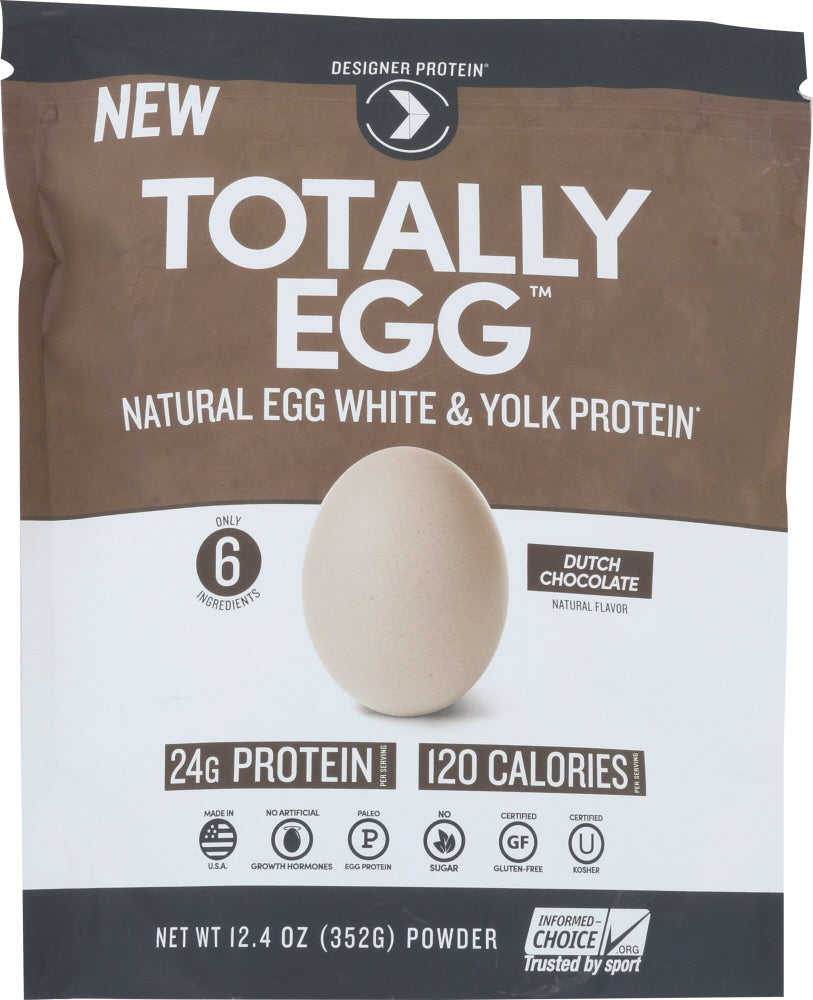 DESIGNER PROTEIN WHEY: Totally Egg Protein Powder Dutch Chocolate, 12.4 oz - Vending Business Solutions