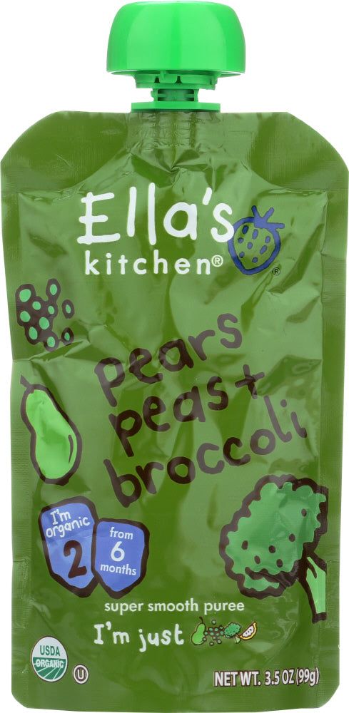 ELLAS KITCHEN: Baby Stage 2 Pears Peas and Broccoli, 3.5 oz - Vending Business Solutions