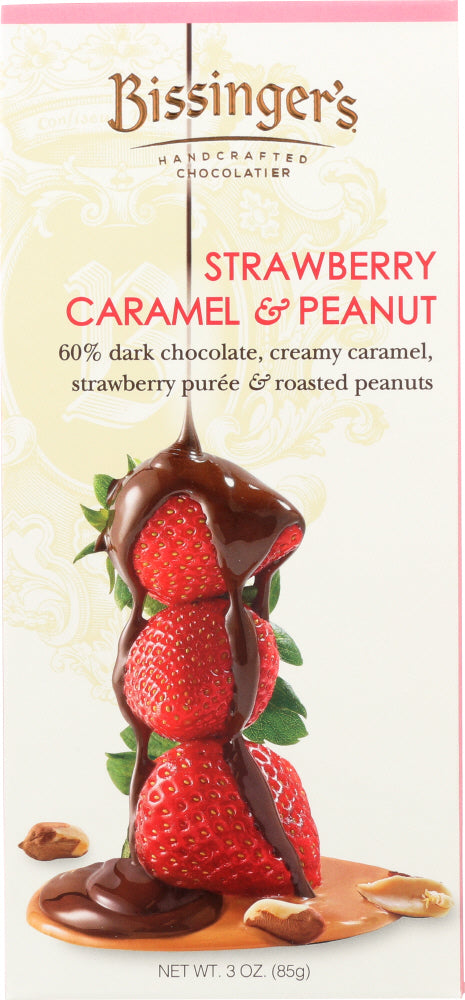 BISSINGERS: Dark Chocolate Strawberry Caramel and Peanut, 3 oz - Vending Business Solutions
