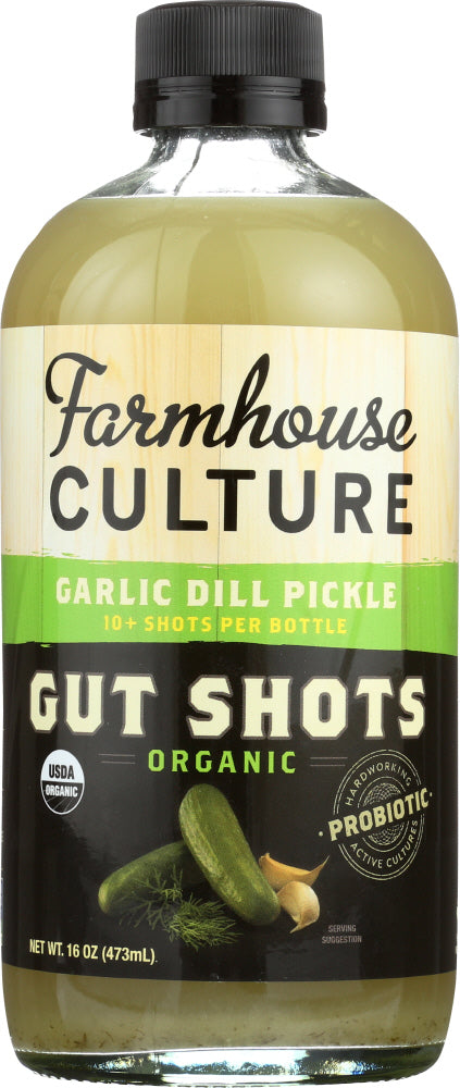 FARMHOUSE CULTURE: Beverage Gut Shots Garlic Dill Pickle, 16 oz - Vending Business Solutions