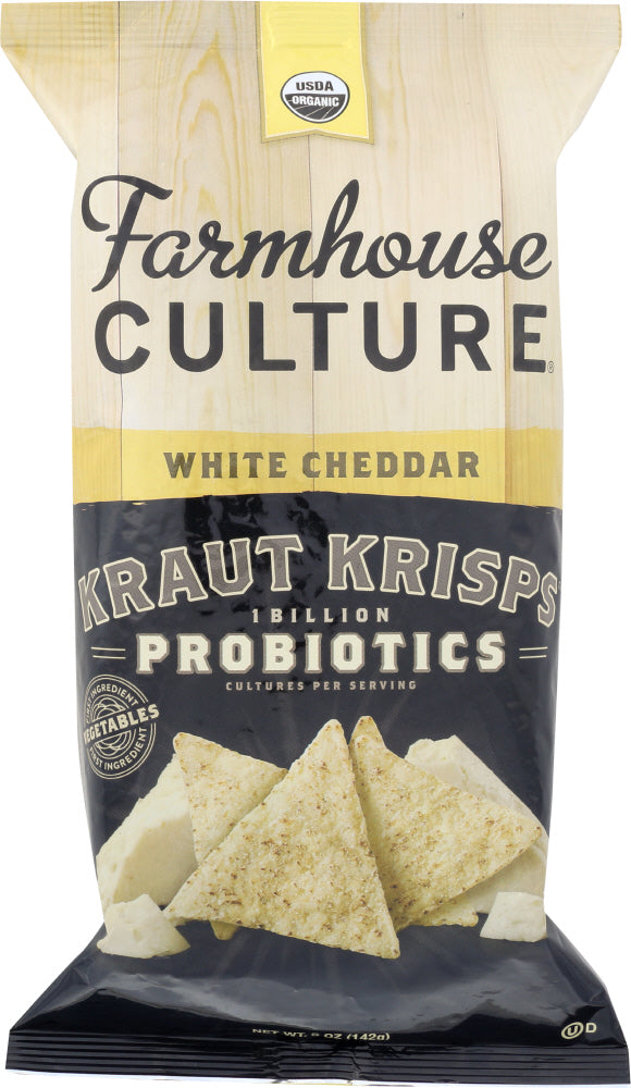 FARMHOUSE CULTURE: White Cheddar Kraut Krisps Organic, 5 oz - Vending Business Solutions