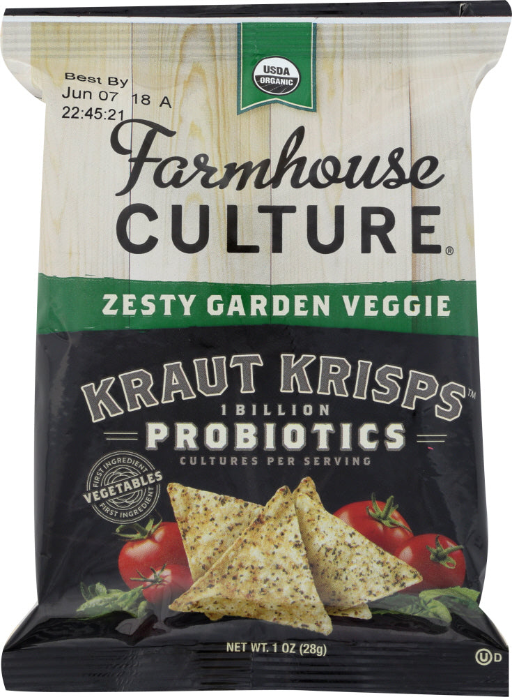 FARMHOUSE CULTURE: Zesty Garden Veggie Kraut Krisps, 1 oz - Vending Business Solutions