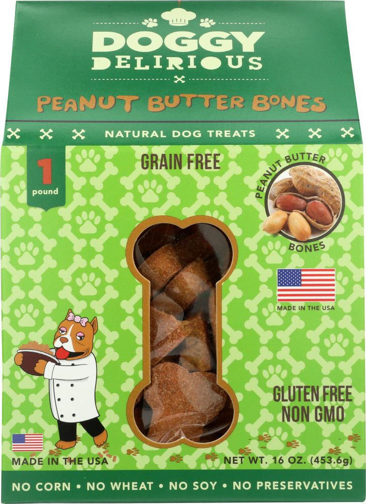 DOGGY DELIRIOUS: Natural Dog Treats Grain Free Peanut Butter Bones, 16 oz - Vending Business Solutions