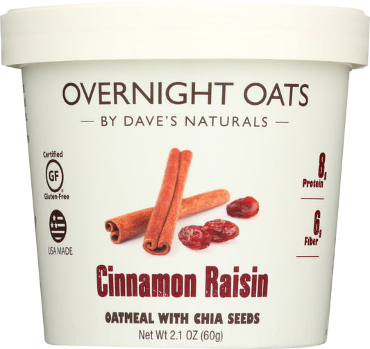 DAVES GOURMET: Oats in Cup Cinnamon Raisin, 2.1 oz - Vending Business Solutions
