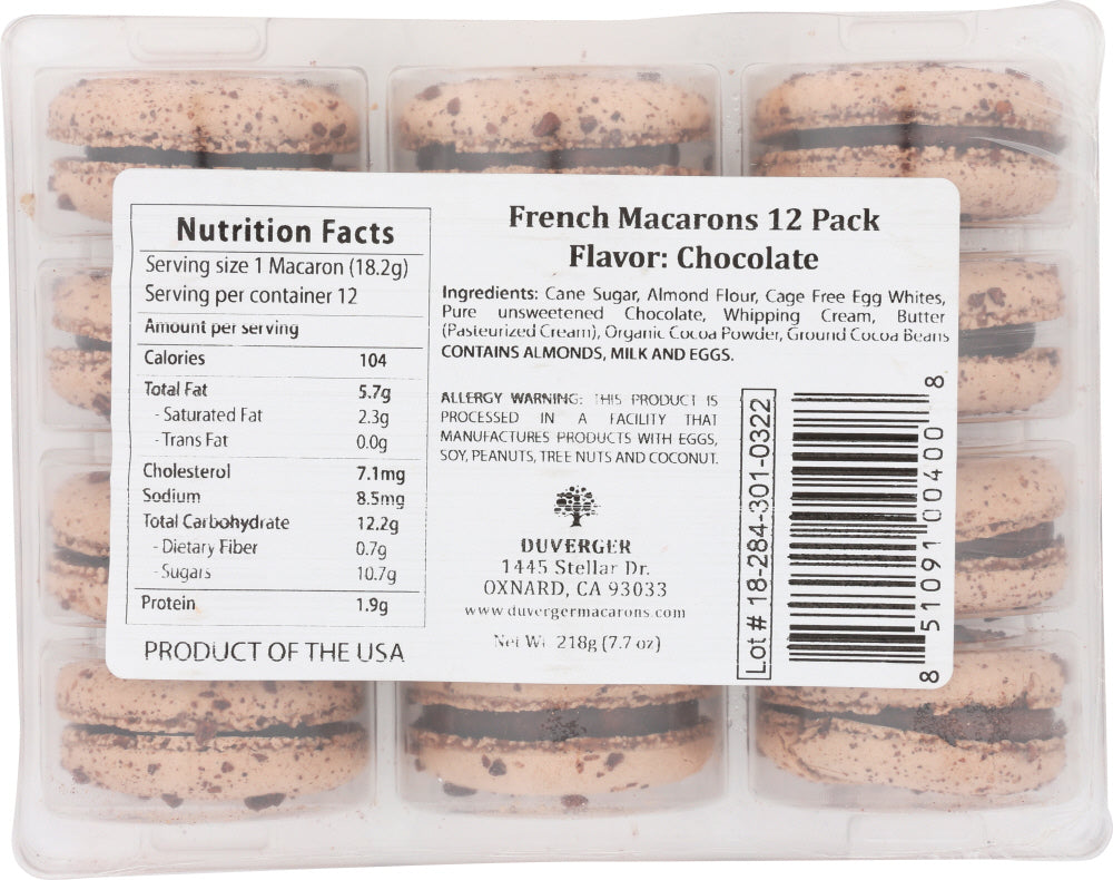DUVERGER: French Macarons Chocolate, 72 pc - Vending Business Solutions